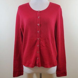 Tommy Hilfiger Red Sleeve Detail Cardigan Sweater